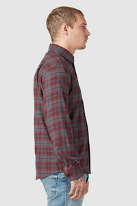 CLASSIC TAILORED FLANNEL / MAROON X GREY