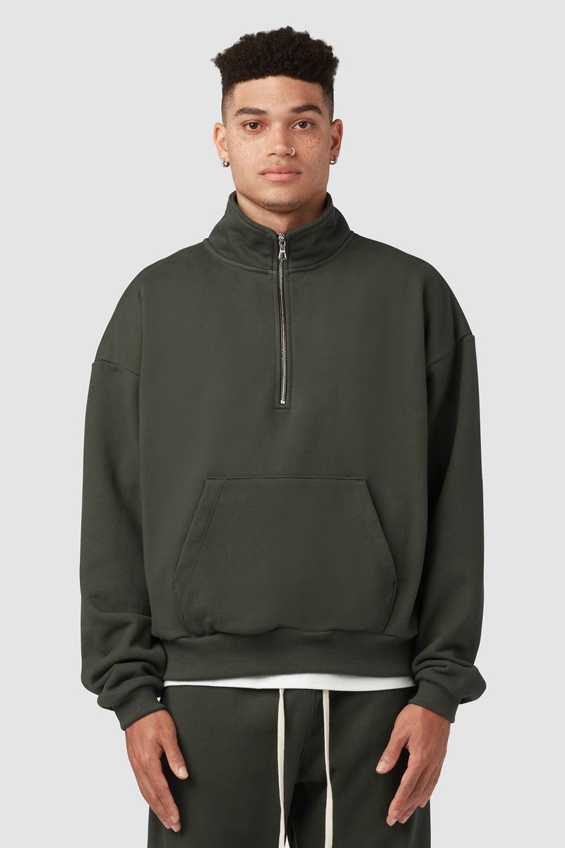 Heavyweight Studio Half Zip / Cypress | UNI/FORM - uniformla.com